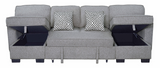 Sahara Gray Double Storage Chaise Sectional w/ Drop Down Cupholders