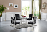 Meridian Opal 5 Piece Dining Room Set In Chrome
