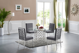 Meridian Opal 5 Piece Dining Room Set In Chrome
