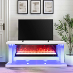 A87 TV STAND WHITE W/FIREPLACE 71"