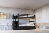 BB52 FULL/FULL Bunk Bed w/Twin Trundle + Staircase Storage