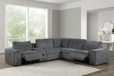 Amelia Charcoal Power Reclining Sectional (w/ Bluetooth Speakers)