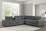 Amelia Charcoal Power Reclining Sectional (w/ Bluetooth Speakers)