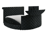 Voltare Black King Upholstered Fireplace Bed with TV Lift