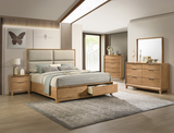 Florian Natural Wood Upholstered Storage Bedroom Set