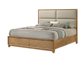 Florian Natural Wood Upholstered Storage Bedroom Set