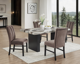 Vega Black/Brown Faux Marble Dining Set