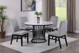Hadley Black/Light Gray Faux Marble Top Round Dining Set