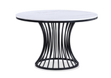 Hadley Black/Light Gray Faux Marble Top Round Dining Set