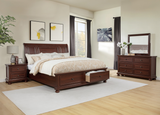 Claribelle Cherry Storage Sleigh Bedroom Set