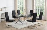 D201 Black Glass Table + 6 Chairs