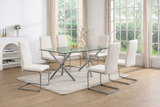 D201 White Glass Table + 6 Chairs