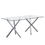 D201 White Glass Table + 6 Chairs