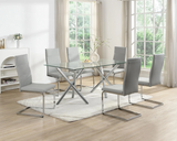 D201 Gray Glass Table + 6 Chairs