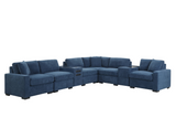 Barista Blue 8PC Modular Sectional Set (w/ Bluetooth Speaker)