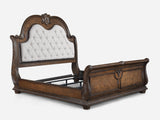 Stanley Coffee Brown Upholstered Sleigh Bedroom Set