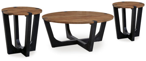 Hanneforth Brown/Black Coffee and End Table Set