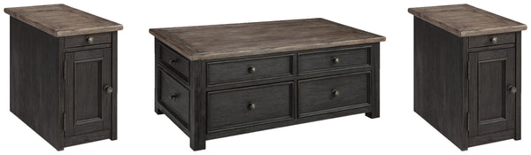 Tyler Creek Grayish Brown/Black Lift-Top Coffee and Chairside End Table with USB Ports & Outlets Set
