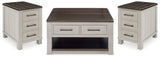 Darborn Lift-top Coffee Table and 2 Chairside End Tables