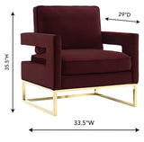 Avery Performance Velvet Accent Chair - Maroon