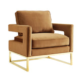 Avery Performance Velvet Accent Chair - Cognac