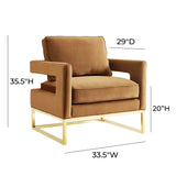 Avery Performance Velvet Accent Chair - Cognac