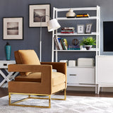 Avery Performance Velvet Accent Chair - Cognac
