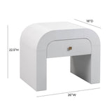 Hump 26" Arched Nightstand With Drawer - White