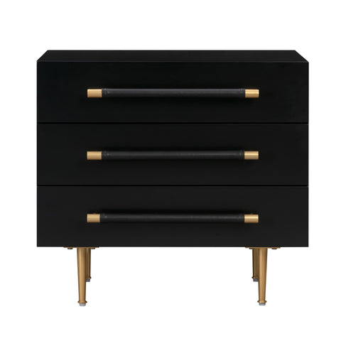 Trident 28" 3-Drawer Nightstand - Black
