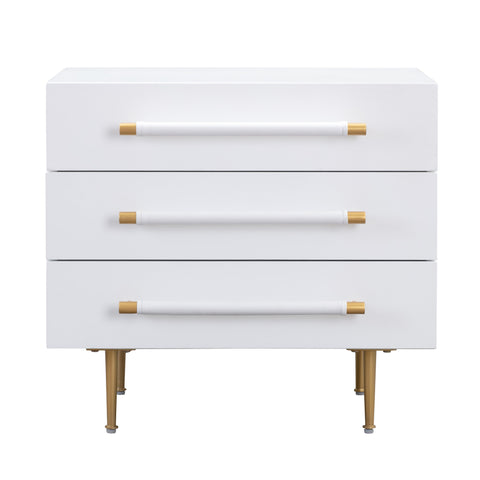 Trident 28" 3-Drawer Nightstand - White