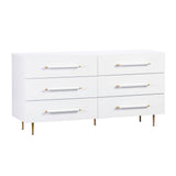 Trident 62" 6-Drawer Dresser - White