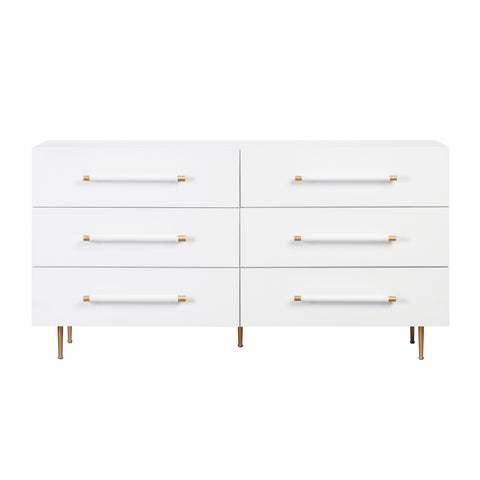 Trident 62" 6-Drawer Dresser - White