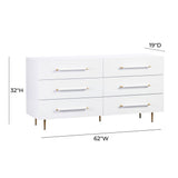 Trident 62" 6-Drawer Dresser - White