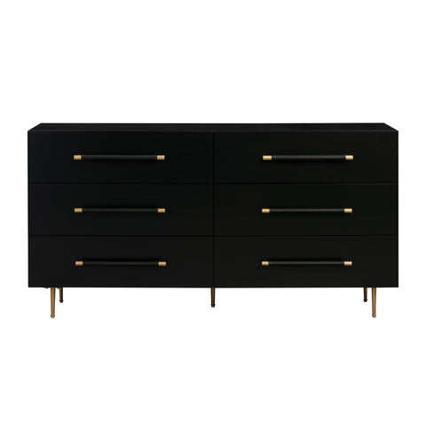 Trident 62" 6-Drawer Dresser - Black