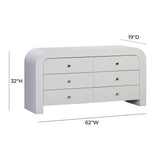 Hump 62" Arched 6-Drawer Dresser - White