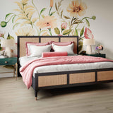 Sierra Wood &amp; Rattan Bed - Black / Queen