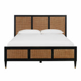 Sierra Wood &amp; Rattan Bed - Black / Queen