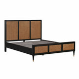 Sierra Wood &amp; Rattan Bed - Black / Queen