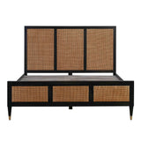 Sierra Wood &amp; Rattan Bed - Black / Queen