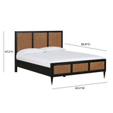 Sierra Wood &amp; Rattan Bed - Black / Queen