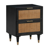 Sierra 22" Cane 2-Drawer Nightstand - Black