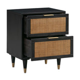 Sierra 22" Cane 2-Drawer Nightstand - Black