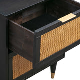 Sierra 22" Cane 2-Drawer Nightstand - Black