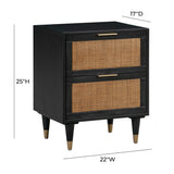 Sierra 22" Cane 2-Drawer Nightstand - Black