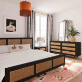 Sierra 22" Cane 2-Drawer Nightstand - Black