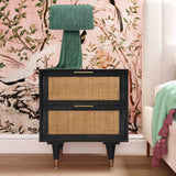 Sierra 22" Cane 2-Drawer Nightstand - Black