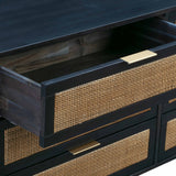 Sierra 60" Cane 6-Drawer Dresser - Black
