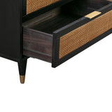 Sierra 60" Cane 6-Drawer Dresser - Black