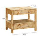 Brandyss 26" Burl 2-Drawer Nightstand - Natural