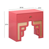 Suzie 26" Rattan Nightstand With Drawer - Pink